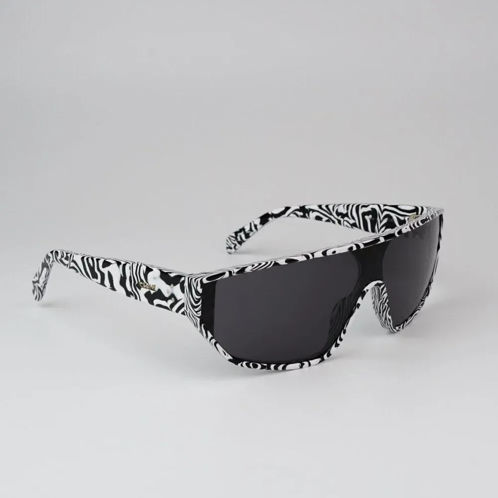 SALE! NEW Celine CL40195I 04A Shiny Zebra Smoke Shield Mask Unisex Sunglasses